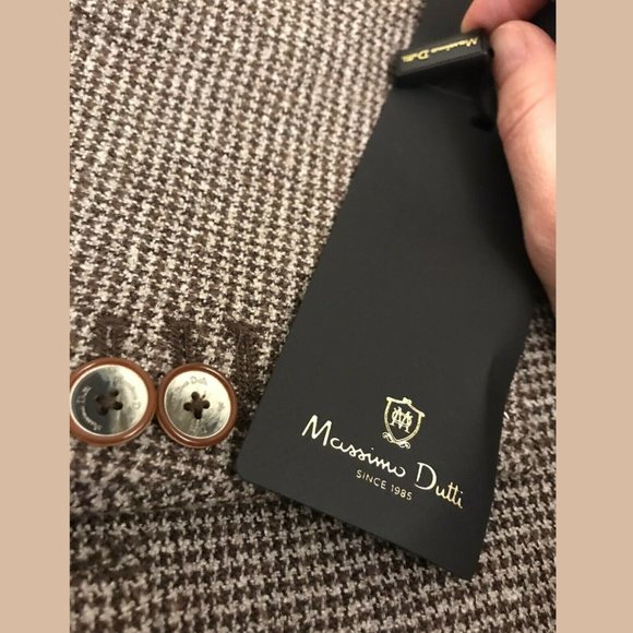 MASSIMO DUTTI Slim Fit Houndstooth Wool Blazer - Picture 5 of 9